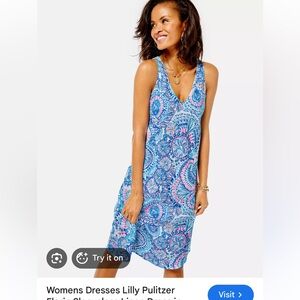 Lilly Pulitzer Blue and Pink Midi Dress